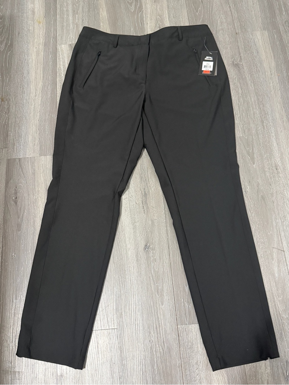 Slazenger Straight Leg Black Women's Tech Pants with Zipper Pockets since 12